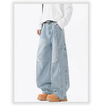 Hip hop personality trend men and women straight leg washed jeans American couple loose retro curved knife casual pants y2k