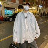 Preppy Striped Shirts Men Long Sleeve Handsome Harajuku Temper Korean Style Fashion Clothing Camisas All-match Casual Vintage