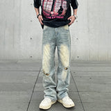 Ripped Jeans Men Baggy Streetwear Hip Hop Oversized Wide Leg Vaqueros Pantalones Hombre Loose Street Trousers Y2k Denim Pants