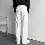 Spring Autumn Men's Fashionable White Korean Style Casual Pants Street Draped Straight Loose Suit Casual Trousers Male