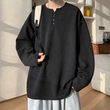 White Long Sleeved T-shirt Men Oversized Fashion Casual V-neck T Shirt Streetwear Korean Loose Pleated T Shirt Mens Clothing