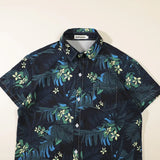 American Retro Floral Shirt,Shoulder-length Short-sleeved Shirt Men's,Summer Shirt,Turtleneck Cardigan Half-sleeved Top