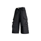 Summer Casual Pants Men Retro Pocket Wide Leg Pants Men Japanese Streetwear Hip-hop Loose Cargo Pants Man Cropped Trousers