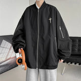 New Autumn Fashion Bomber Jacket Men Oversized Outerwear Black Red Waterproof Windbreaker Solid Mens Baseball Jackets Coats