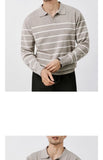 British Retro Patchwork Men Polo Sweater Luxury Trendy V Neck Knit Solid Color Pullovers Leisure Slim Long Sleeve Knitwear M-3XL