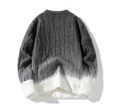Korean Gradient Knitwear Loose Chunky Twist Knit Pullover 2024 New Round Neck Sweater Autumn Winter Warm Couple Tops