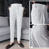 Autumn Casual Trousers Men Straight- Leg Narrow-FitHigh-Waisted Slims British StyleSuit  Pants  Business Attire