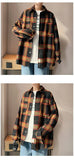 Autumn Oversized Long Sleeved Shirt Men Fashion Retro Plaid Shirt Men Streetwear Korean Loose Casual Shirts Mens Large Size 5XL