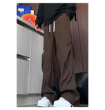 Men Casual Pants 2025 New Style Personalized Design Autumn Korean Fashion Loose Fit Straight Leg Elastic Waist Pleated Pants