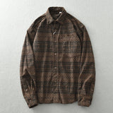 Vintage corduroy shirt for men Japanese ethnic embroidered baggy lapel long sleeve top coat fashion autumn