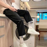 Summer Autumn Fashion Patchwork Harajuku Trousers Men Loose Casual Harlan Straight Leg Pants Solid Y2K All Match Male Clothes