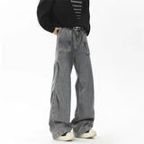Spring and Autumn American Street Men and Women Trendy Personality Straight Tube Washed Jeans Couple Loose Retro Harajuku Casual