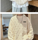 Autumn and winter high street men and women Korean style trend lazy style round neck sweater couple loose retro casual knitted