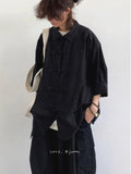 New Summer New Chinese Style Retro Tang Suit Solid Color Short-sleeved Shirt Men Women Casual Loose Buttoned Chinese Style Shirt