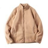 American Warm Fleece Sweatshirt Imitation Lamb Velvet Coat Korean Autumn Winter Men's Thickened Simple Zipper Up Lapel Jacket