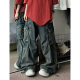 American Vintage High Waist Straight Blue Jeans Women's Casual High Street Pants Baggy Y2K Wide Leg Grunge Washed Denim Trouser