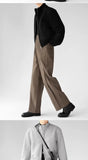Korean Elegant Pants Fake Pocket Decoration Wide-leg Pants Autumn New American Style Design Sense Spliced Straight Suit Trousers