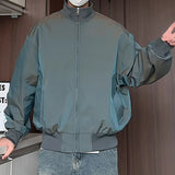 Stand Collar Loose Fit Outdoor Spring Biker Mens Jacket Casual Windbreaker Streetwear Urban Travel Hiking Trendy Daily Wear Coat