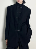 High-end Feel Loose-fit Men's Casual Suit Jacket Stand Collar New Chinese Style Disc Button Fashion Western-style Clothes