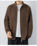 Autumn Men's Korean Zipper Cardigan Jacket Casual Stand Collar Solid Color Long Sleeve Sweater Premium Quality Knitted Outerwear