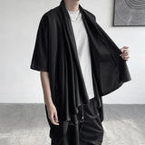 Summer Japanese Darkness shirt Man Cardigan Harajuku Woman Black Coat Cloak Beach Shirt Obi Streetwear Loose Thin Outer