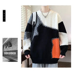 American street style men and women trendy personalized round neck sweater couple winter high street loose retro casual knitted