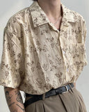 Hawaiian Shirts Men Handsome Temperament Daily Summer Half Sleeve Print Pocket American Style Male Breathable Casual Tops