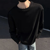 Simple Men's T-shirt Solid Color Long Sleeve Round Collar Niche Design Male Pullover Top Autumn Winter Tees