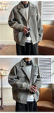 Winter Short Woolen Coat Men Warm Fashion Casual Thick Woolen Jacket Men Korean Loose Thicken Woolen Coat Mens Black Overcoat