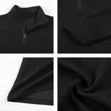Men's Business Casual Polo Long Sleeve T-shirt spring and autumn Twill jacquard zipper polo shirt Comfortable and Breathable Top