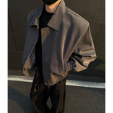 Autumn Short Jacket Men Fashion Casual Shoulder Padded Jackets Men Streetwear Korean Loose Bomber Jacket Mens Clothes M-3XL