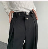 Black Suit Pants Men Oversized Fashion Social Mens Dress Pants Korean Loose Straight Wide Leg Pants Mens Office Formal Trousers
