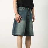 New Casual Loose Straight Denim Shorts For Mens Spring Summer Stylish Solid Color Jean Short Pant Men Vintage Baggy Denim Shorts