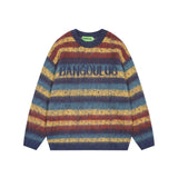American street personality gradient letter round neck sweater for men and women in autumn and winter lazy style couple knitted