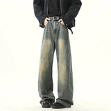 Spring Men's Denim Pants Vintage blue Washed Male Jeans Straight Casual Menwear Loose Wide Leg Trousers New Fashion jeans