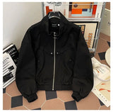 American Cityboy Jacket Wash Canvas Deconstructed Stand Collar Coat Design Sense Top Spring Autumn Korean Trend Bomber Jacket