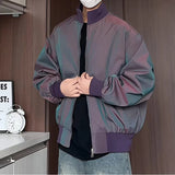Purple jacket  Stand Collar Loose Outdoor Spring Mens Jacket Casual Windbreaker Streetwear Urban Travel Trendy Daily Wear Coat