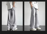 Men's Casual Straight Long Loose Pants Stretch Elastic Waist Jogger Korean Classic Blue Black Gray Male Brand Trousers Plus Size