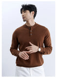 New Fashion Men Henry Sweater Light Luxury Knitted Solid Color Long Sleeve Pullover Premium Quality Skin-friendly Knitwear M-3XL