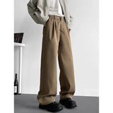 Brown Suit Pants Men Society Mens Black Dress Pants Korean Loose Casual Straight Pants Mens Office Formal Trousers Large Size