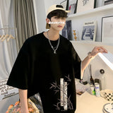 Men's Cotton Oversized Bamboo T-shirt Printed Loose Tops Tshirts Men Clothing Breathable Casual Short Sleeve Tees Streetwear