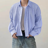 Men Striped Shirt Lapel Long Sleeve Loose Korean Style Men Clothing Streetwear 2024 Fashion Casual Male Shirts S-5XL