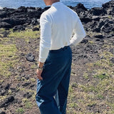 New Korean Fashion Men Polo Sweater Light Luxury Knitted Solid Color Long Sleeve Pullover Premium Quality Skin-friendly Knitwear