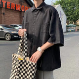 Shirts Men Design Retro Handsome Baggy Ulzzang Ins Hip Hop Streetwear Summer All-match Рубашки Teens Clothes Personality Stylish