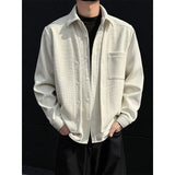 Spring New Men's Shirts Long Sleeve Fake two pieces Solid Color Casual Shirt 2025 Harajuku Blouse Fashion Unisex Clothes coat
