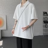 T shirt men Oversized Polo Collar Soft Comfort Tshirt Loose Fit Breathable Tee Casual Streetwear Top Summer Mens Fashion Apparel