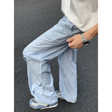 Summer Thin Pants Men Fashion Black Casual Pants Men Japanese Streetwear Hip-hop Loose Wide Leg Pants Mens Ice Silk Trousers