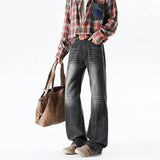 Fashion wide leg jeans Men trend Casual Pantsbell-bottoms unisex washed Jeans Skinny Work Trousers Male Jeans Men Clothing