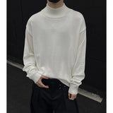 Men's Light Luxury Knit Mock Neck Sweater Autumn Winter Fashion Korean Long Sleeve Streetwear Leisure All-match Knitwear