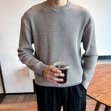 New Korean Retro Men Basic Sweater Luxury Knitted Solid Color O Neck Long Sleeve Pullover Casual Slim Premium Quality Knitwear